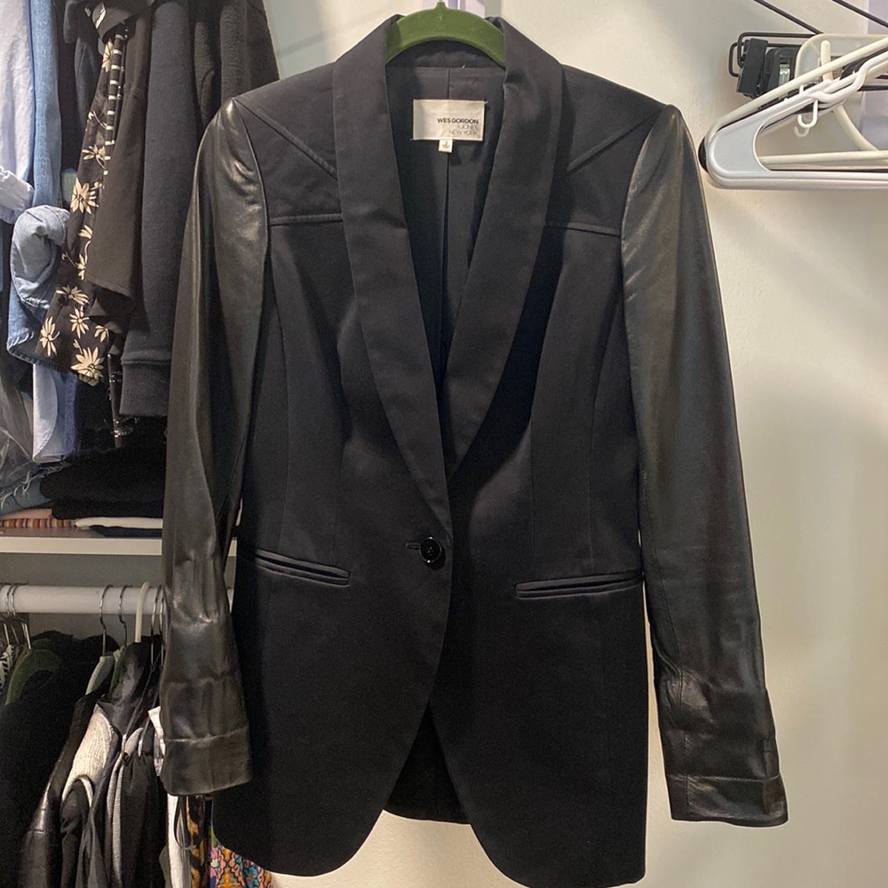 Wes Gordon x Jones New York faux leather blazer